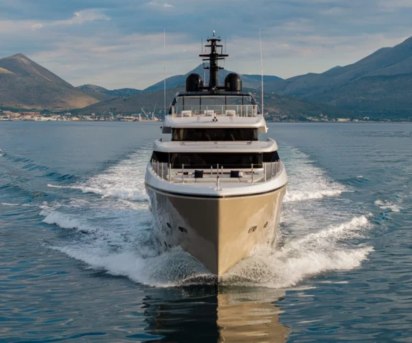 Bow view of PHOENICIAN underway.